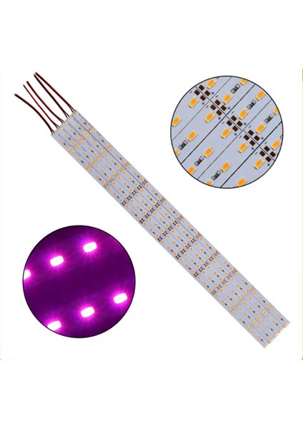 Alüminyum Kasalı Çubuk Bar LED 12V 72 Ledli 5730 Şeffaf Cam Grow LED Full Spectrum Bitki Yetiştirme Ledi