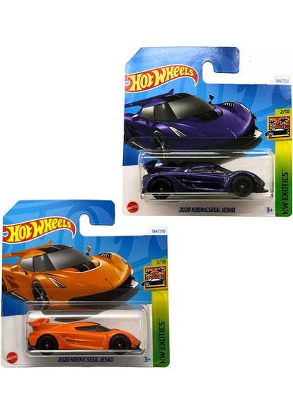 2 Araç Hot Wheels Set - 2020 Koenigsegg Jesko (1/64) Mor & Turuncu