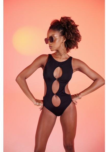 Cutout Kesim H Aksesuarlı Daring Mayo Siyah