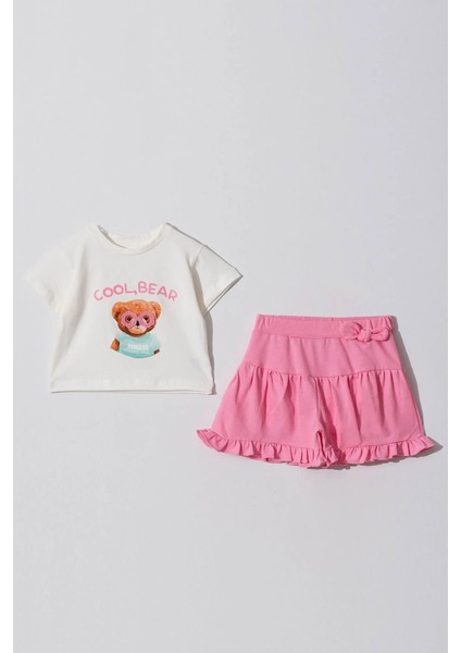 Tuffy Cool Bear Pembe Şort Etekli Kız Çocuk Takımı 2-5 Yaş 241264