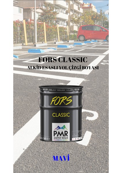 Pamir Boya Fors Classic Yol Çizgi Boyası Mavi 4 kg
