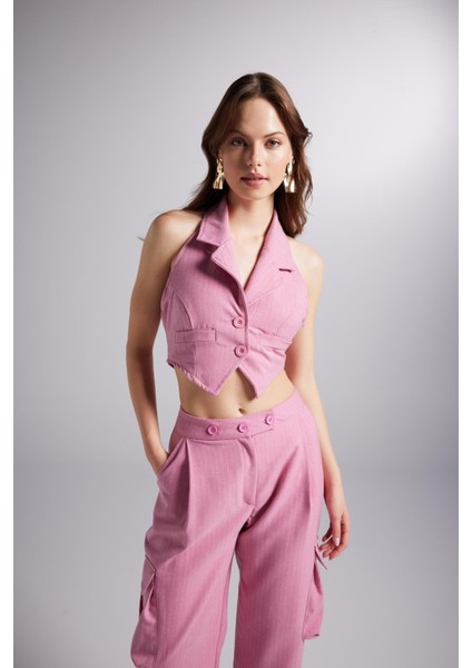 Çizgili Kira Yelek Pembe modelleri