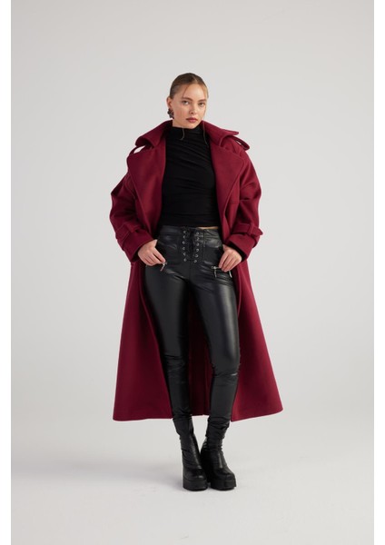 Vegan Deri Kuşgözü Detaylı Likralı Gina Deri Pantolon Siyah modelleri