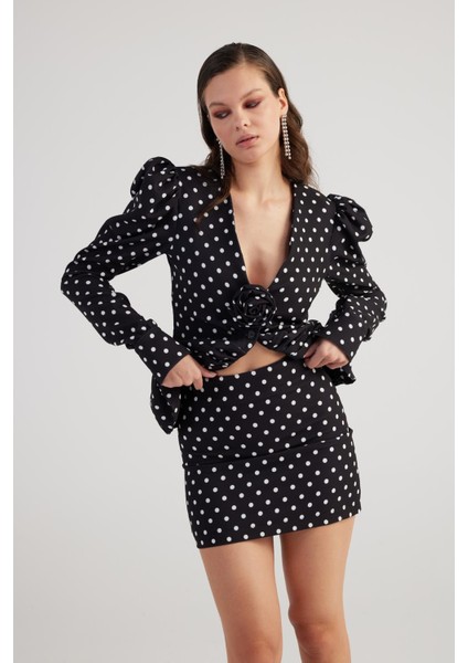 Puantiyeli Mini Wilma Etek Siyah fırsatları