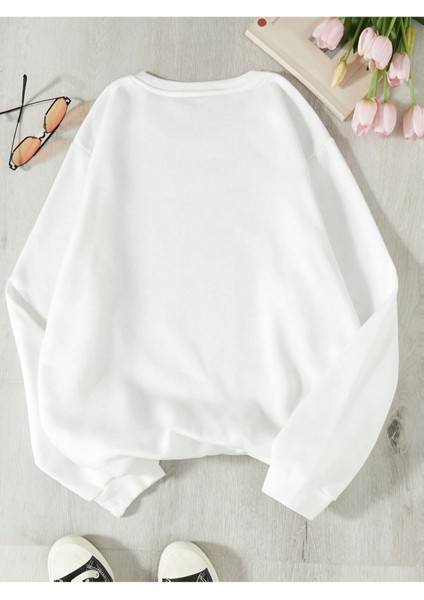 Unisex Yıldızlı Gece Baskılı Oversize Bisiklet Yaka Sweatshirt fiyatları