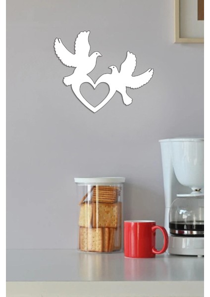 Kalpli Kuşlar Duvar Dekoru - Duvar Süsü - Salon Dekoru 40 x 30 cm