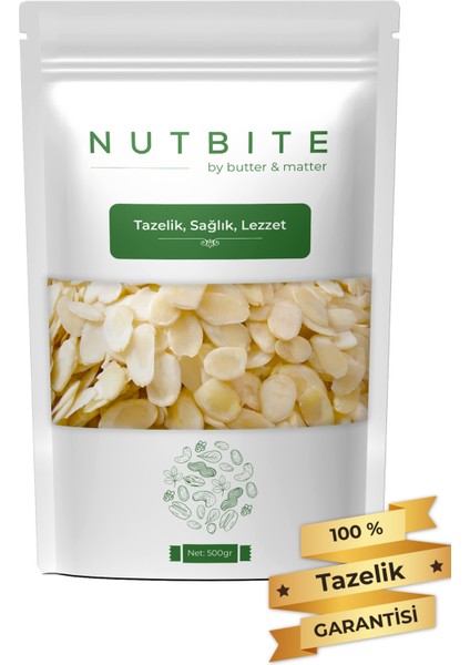 Nutbıte Premium File Badem 500GR - Taptaze Yeni Mahsül - Gurme Serisi - Çiğ & Tuzsuz - Dilimlenmiş Badem