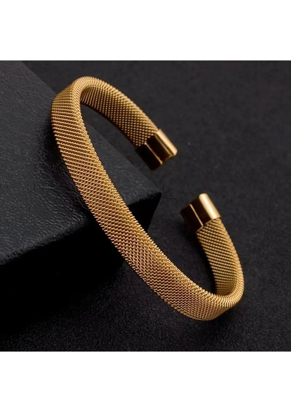 Moda Titanyum Çelik C Şeklinde Metal Ağ Elastik Bileklik, Erkek ve Kadınlar Için Paslanmaz Çelik Bileklik fiyatları