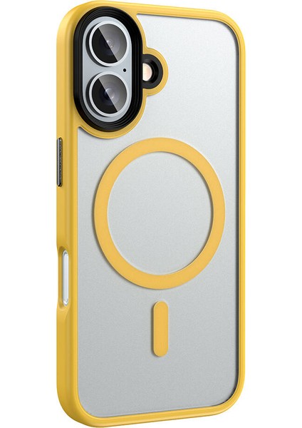 Apple iPhone 16 Plus Kılıf Mat Arka Yüzey Wireless Şarj Özellikli Zore Flet Magsafe Kapak-Gümüş