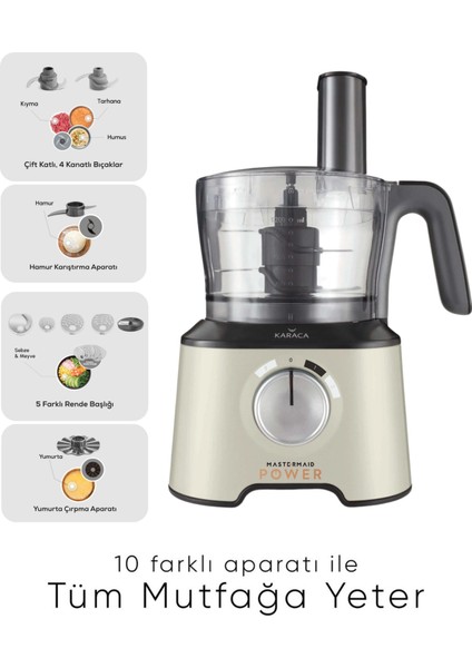 4 Kanatlı Mastermaid Power 10 In 1 Doğrayıcı Gıda Hazırlama Seti 2000W Güçlü Motor,Onerous Mutfak Tartısı Hediye