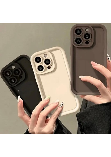 Apple iPhone 15 Plus Silikon Tasarım Kılıf Kenarları Kabartmalı Krem fiyatları
