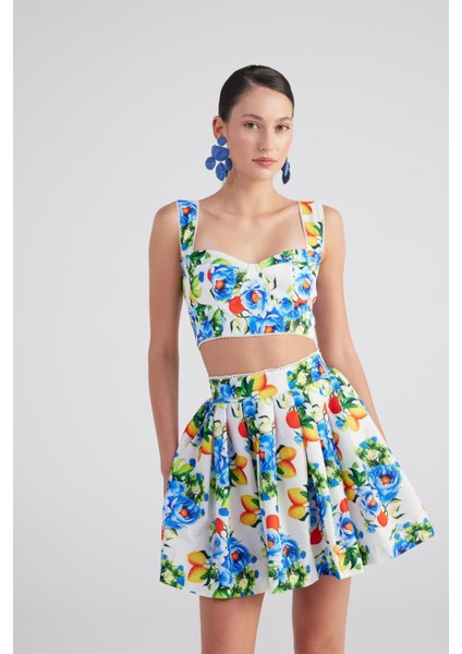 Gloplu Desenli Askılı Ravello büstiyer Mavi