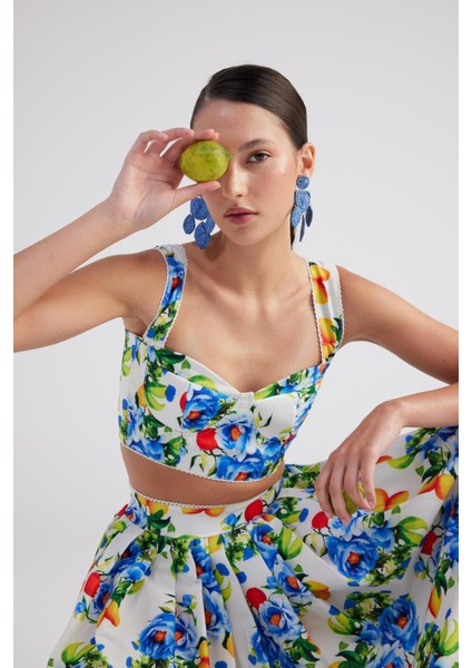 Gloplu Desenli Askılı Ravello büstiyer Mavi fırsatları