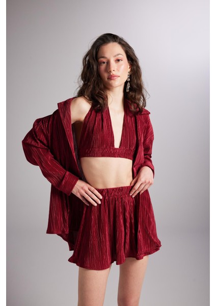 Beli Lastikli Bağlamalı Comfy Büstiyer Bordo fırsatları