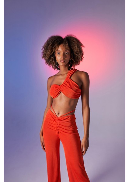 Boyundan Geçmeli Omuz Detaylı Beatrice Crop Turuncu fiyatları