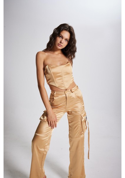 Crop Model Balenli Saten Maddy Büstiyer Bej