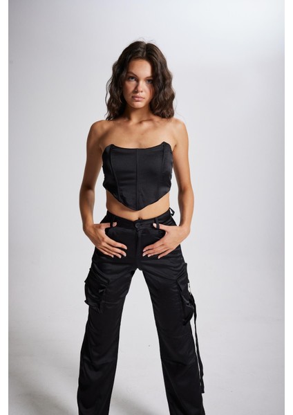 Crop Model Balenli Saten Maddy Büstiyer Siyah fiyatları