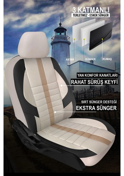 Mercedes-Benz Glk Glk 280 (231HP) 4matic 7g-Tronic 2011 Tam Set 5 Koltuk Terletme Kokma Yapmaz Velur Kumaş Oto Koltuk Kılıfı Krem fırsatları