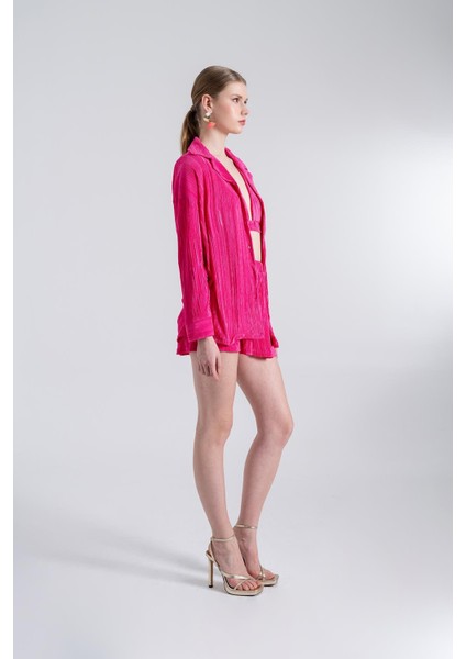 Oversize Düğme Kapamalı Comfy Gömlek Pembe