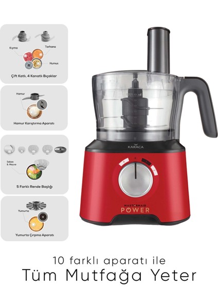 4 Kanatlı Mastermaid Power 10 In 1 Doğrayıcı Gıda Hazırlama Seti 2000W Güçlü Motor,Onerous Mutfak Tartısı Hediye