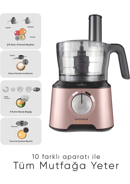 4 Kanatlı Mastermaid Power 10 In 1 Doğrayıcı Gıda Hazırlama Seti 2000W Güçlü Motor,Onerous Mutfak Tartısı Hediye