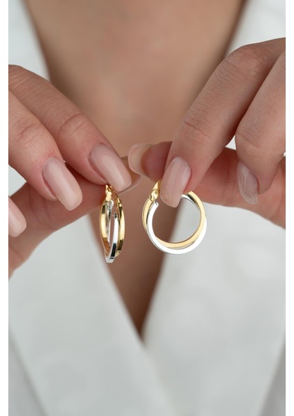 925 Ayar Gümüş Çift Renk Köşeli Sarmal Model Halka Küpe fiyatları