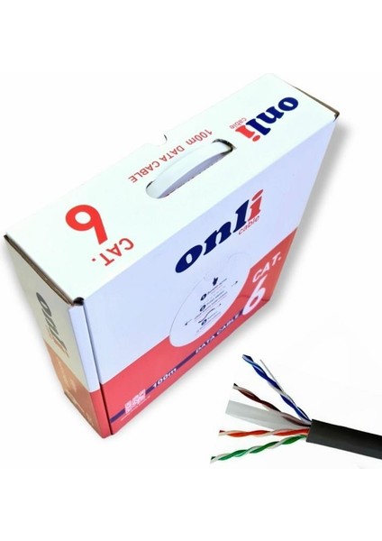 Onli 23AWG Utp Cat6 Network Kablosu Siyah 100MT Yerli Üretim