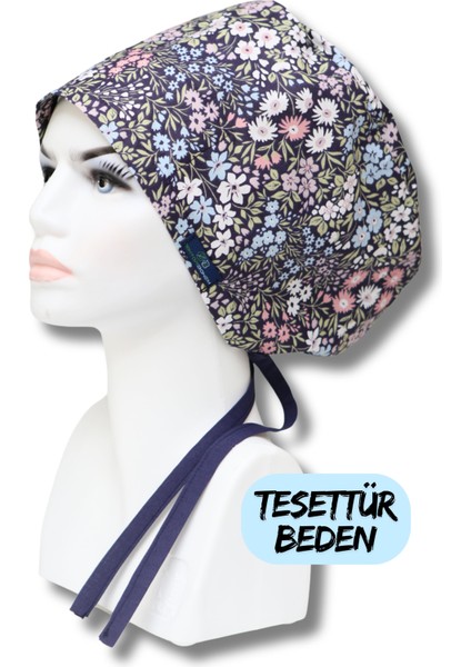 Tesettür Beden Mor Kır Çiçekleri Cerrahi Bone Doktor Hemşire Sağlıkçı Hastane Bonesi