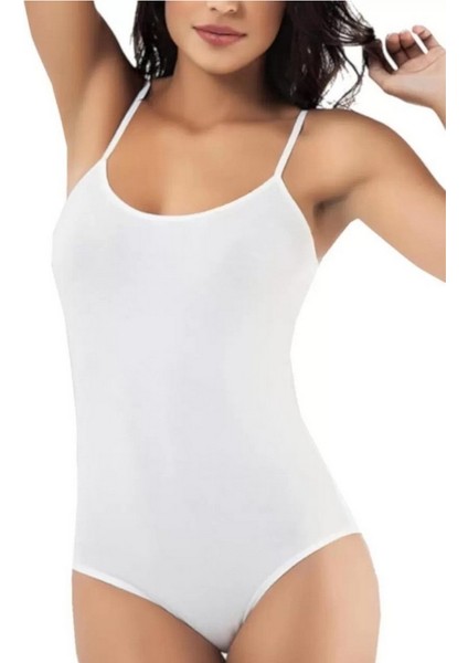 Kadın Beyaz Ip Askılı Çıtçıtlı Body