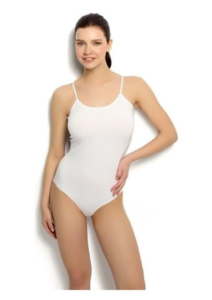 Kadın Beyaz Ip Askılı Çıtçıtlı Body