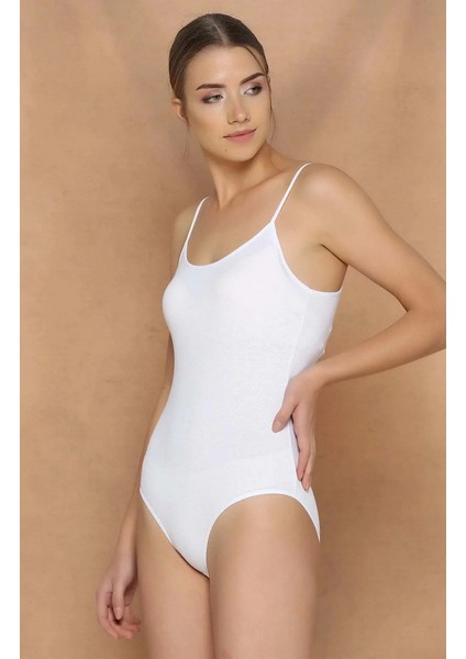 Kadın Beyaz Ip Askılı Çıtçıtlı Body