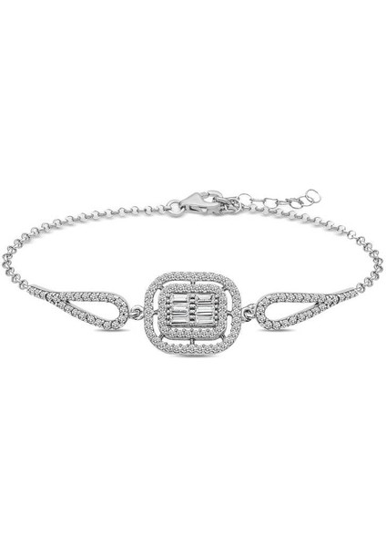 925 Ayar Gümüş Baget Taşlı Bileklik