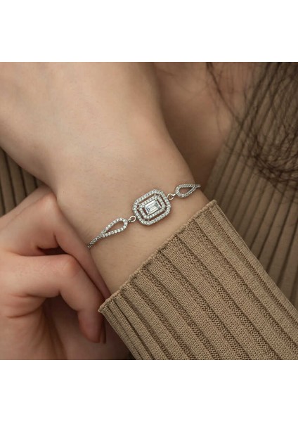 925 Ayar Gümüş Dikdörtgen Baget Bileklik fırsatları