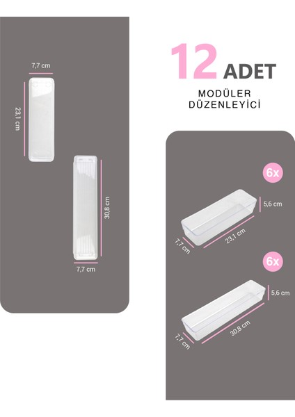 Bozhouse 6 6=12 Li Çekmeçe Kaşıklık Mutfak Çekmece Organizeri Kaşıklık