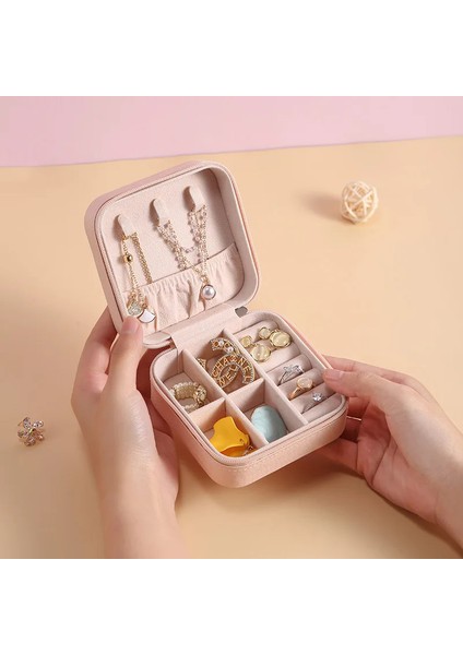 Mini Mücevher Takı Kutusu - Kolye, Yüzük, Küpe Düzenleyici Seyahat Takı Çantası