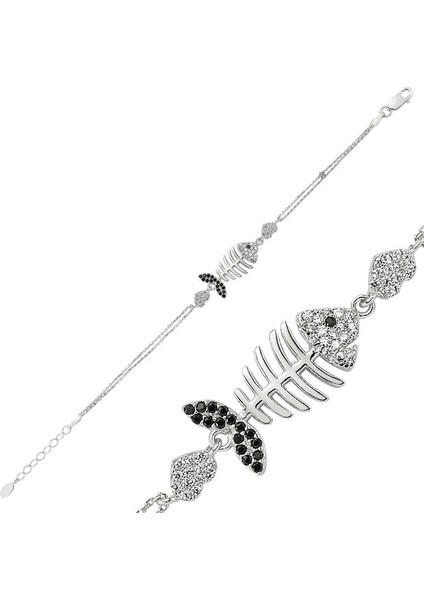 925 Ayar Gümüş Kalpli Balık Bileklik