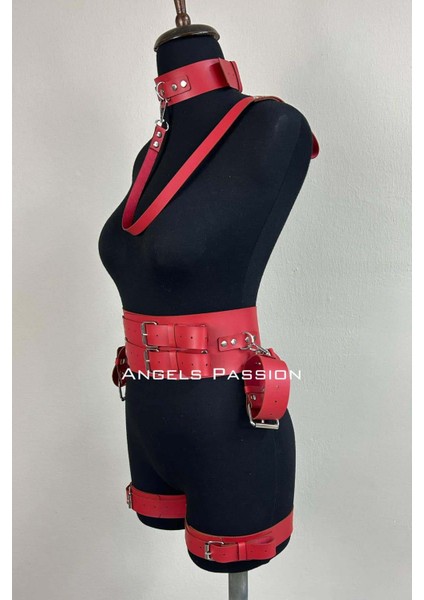 Mlvx Kelepçeli Şık Deri Harness Takım, Kadın Giyim - 869 Blsm