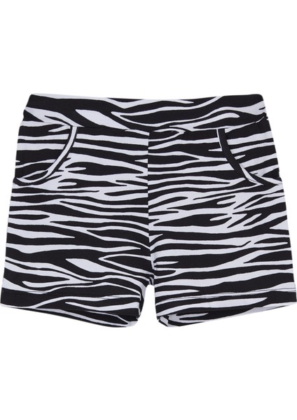 Zebra Kız Çocuk Desenli Cepli Şort
