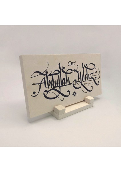 Kişiye Özel Hediyelik Hat Yazılı Kaligrafi Doğaltaş Masaüstü ISIMLIK10CM x 20CM