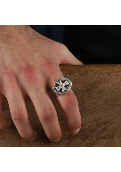 Sılver Plated Knıght Cross Rıng