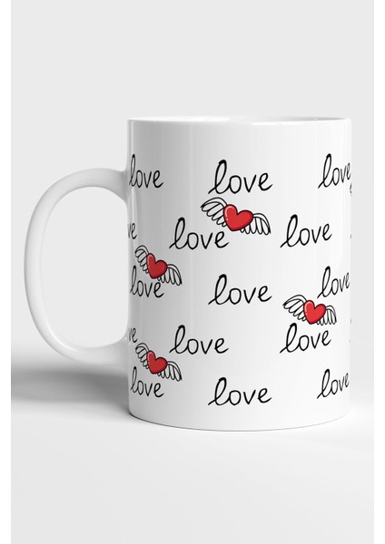Grn Store Love Sevgililer Günü Özel Kişileştirilebilir Baskılı Beyaz Kupa Bardak