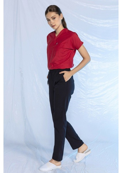 Lacivert Likralı Tek Alt Doktor Hemşire Forması modelleri