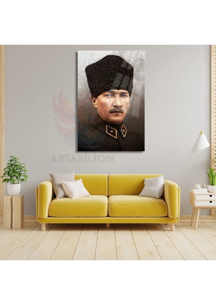 Atatürk Portresi Kırılmaz Cam Tablo Atatürk Temalı Duvar Dekoru Ev Ofis Dekoru Dijital Baskı