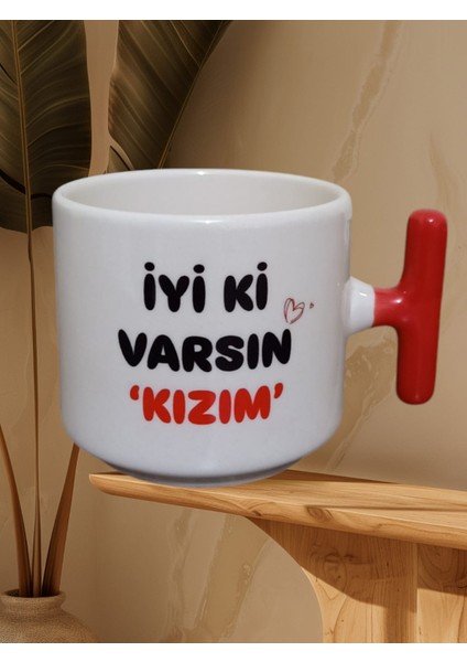 "iyiki Kızım" Çift Taraf Baskılı Kupa- Seramik Çay, Kahve Hediyelik Bardağı (Kırmızı T) Kızım fiyatları