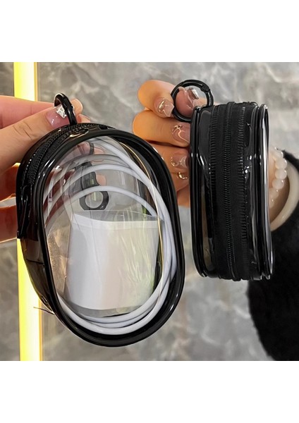 Şarj Aleti Düzenleyici Şarj Aleti Kulaklık Taşıma Çantası Mini Şeffaf Çanta Beyaz