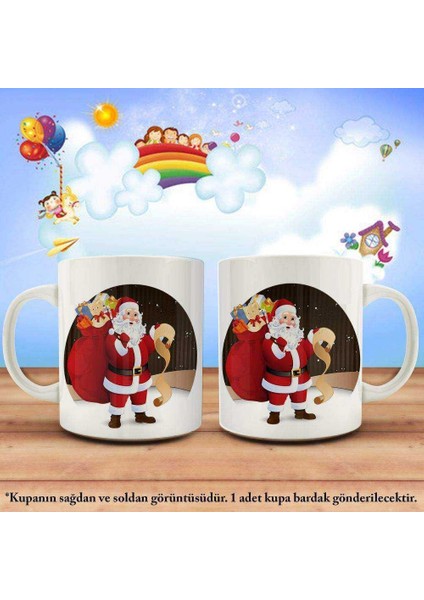 Yeni Yıl Temalı Noel Baba Çocuklar Için Hediyelik Kupa Bardak