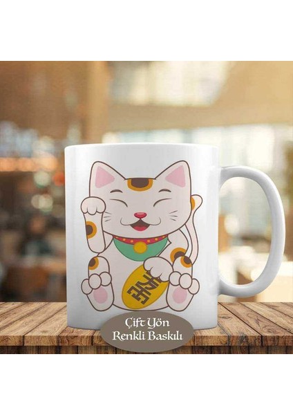 Çekik Gözlü Gülümseyen Japon Kedi Kupa Bardak HEDIYELIK-137