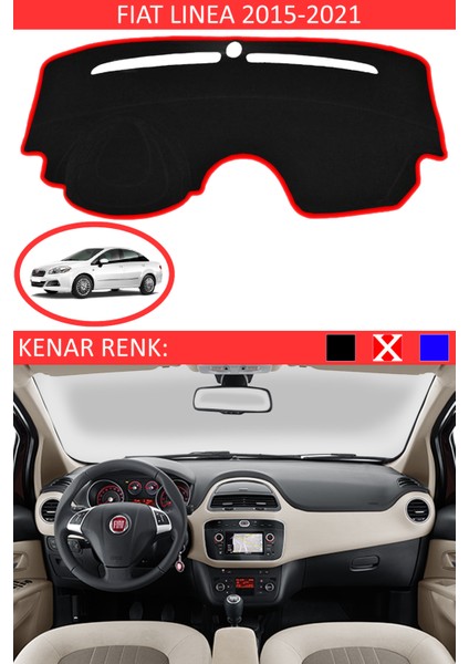 Fiat Linea 2015-2020 Için Uygun Torpido Koruma Halısı Siyah Kenar Renk Kırmızı