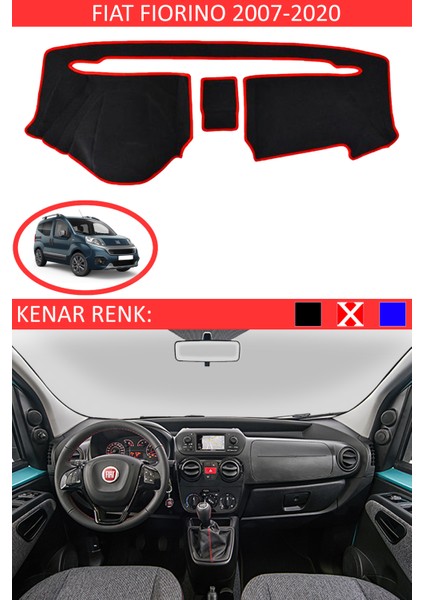 Fiat Fiorino 2007-2020 Için Uygun Torpido Koruma Halısı Siyah Kenar Renk Kırmızı