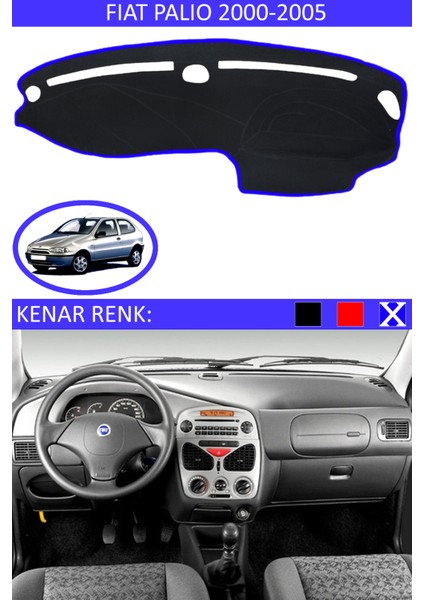 Fiat Palio 2000-2005 Için Uygun Torpido Koruma Halısı Siyah Kenar Renk Mavi